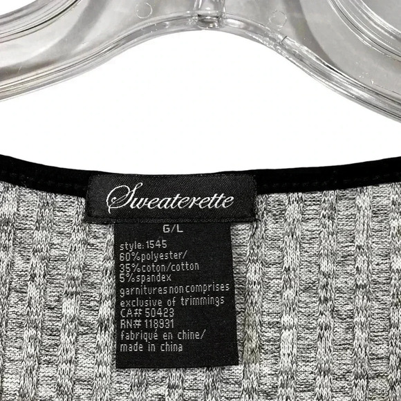 NWOT, Sweaterette, Knit Sweater V-Neck, Large, Grey & Black - Picture 4 of 7